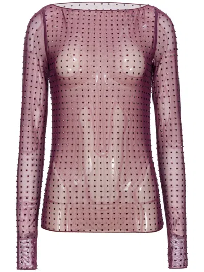 Pinko Seamless Semi-sheer Blouse In Purple