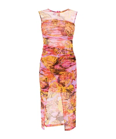 Pinko Sea-print Midi Dress In Multi