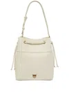 Pinko Leather Handbag With Gold Accents And Drawstring Closure In White