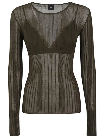 Pinko Semi-sheer Sleeved Blouse In Green