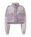 Pinko Small Cropped Jacket In Sheer Silk Organza In Gray