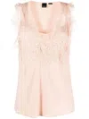 Pinko Semi-sheer Lace-panelled Top In Rosa