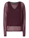 Pinko Semi-sheer Long-sleeve Top In Red