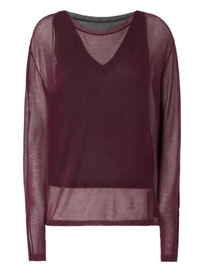 Pinko Semi-sheer Long-sleeve Top In Red