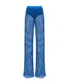 Pinko Semi-sheer Open-knit Trousers In Blue