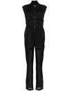 Pinko Semi-sheer Panelled Sleeveless Jumpsuit In 黑色