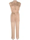 Pinko Semi-sheer Panelled Sleeveless Jumpsuit In Brown