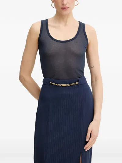 Pinko Semi-sheer Tank Top In Blue