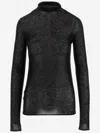Pinko Semi-sheer Wool Sweater In Black