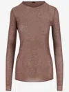 Pinko Semi-sheer Wool Sweater In Brown