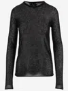 Pinko Semi Sheer Wool Sweater In Black