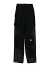Pinko Black Cargo Pants In Semi-sheer Fabric Woman In Black
