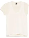 Pinko Lightweight T-shirt With Scoop Neckline And Longer Hem In White