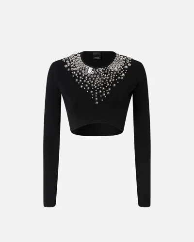 Pinko Sequin And Crystal Sweater In Black