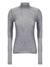 Pinko Semi-sheer Wool Sweater In Gray
