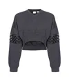 Pinko Sequin-embellished Cropped Sweatshirt In Gray