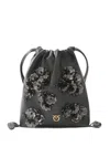 Pinko Sequin-embellished Drawstring Shoulder Bag In Black