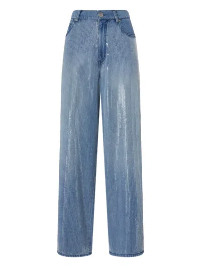Pinko Sequin-embellished Jeans In Blue