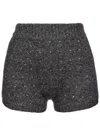 Pinko Sequin-embellished Knitted Shorts In Grey