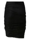 Pinko Sequin-embellished Lace Fitted Skirt In Black