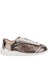 Pinko Reby 10 Mirror Fabric Sneakers With Sequins In Brown