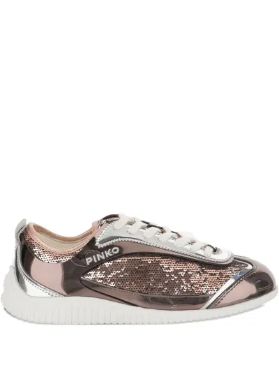 PINKO SEQUIN-EMBELLISHED LOW TOP SNEAKERS