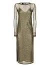 Pinko Sequin-embellished Mesh Midi Dress In Gray