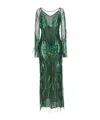 Pinko Dress With Sequins And Feathers In Green