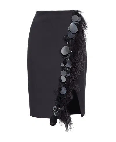 Pinko Sequin-embellished Pencil Skirt In Nero Limousine
