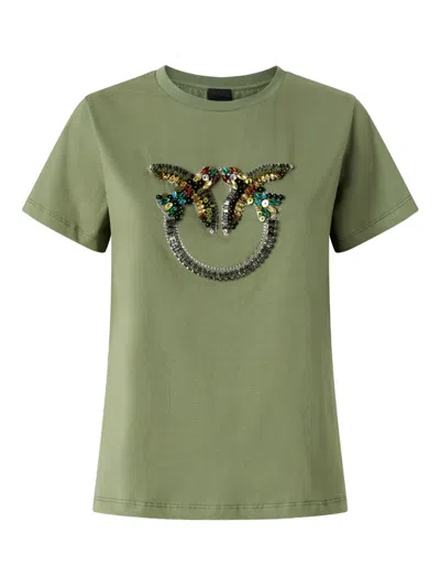 Pinko Sequin-embellished T-shirt In Green