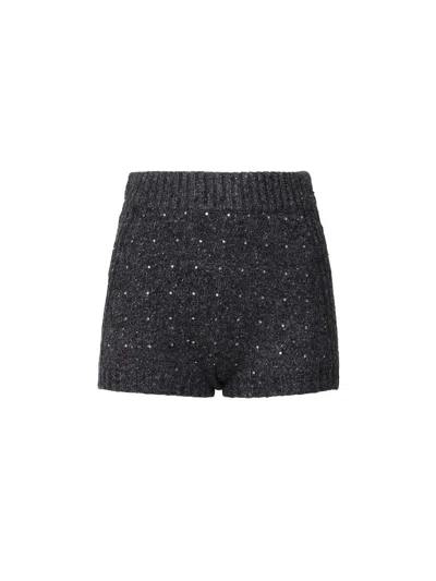 Pinko Sequin-embellished Thigh-length Shorts In Grey