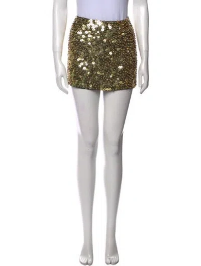 Pre-owned Pinko Sequin Embellishments Mini Skirt In White