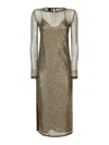 Pinko Sequin-embellished Mesh Midi Dress In Green