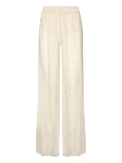 Pinko Sequin-mesh Trousers In Neutral