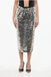 Pinko Sequined Gazebo Longuette Skirt In Silver