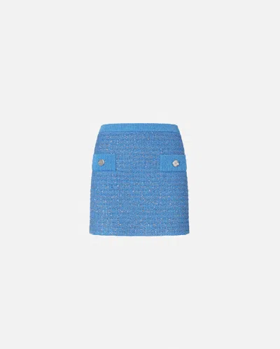 Pinko Sequined Mat Miniskirt In Bleu Amparo