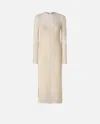 Pinko Sequined Mesh Midi Dress In G. Maroso Beige