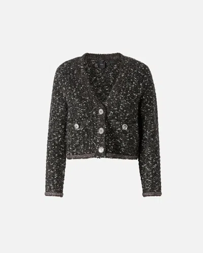 Pinko Sequined Short Cardigan With V-neck In Noir/marron/blanc