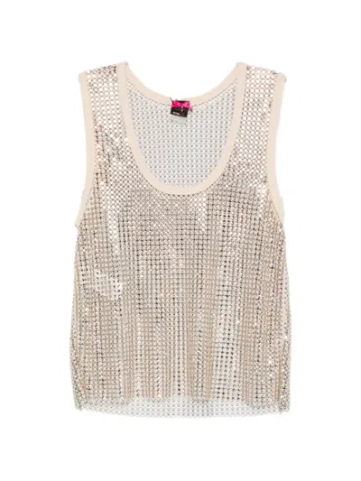 Pinko Dyane Sequin-embellished Scoop-neck Tank Top In Brown