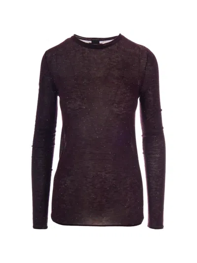 Pinko Maglia Ultrafine Micropaillette Viola Prugna In Brown