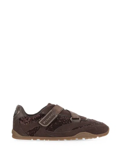 Pinko Sequin-embellished Touch-strap Sneakers In Multi