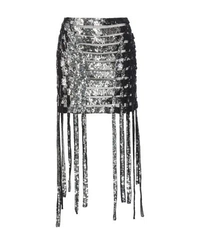 Pinko Sequinned Gladiatore Skirt In Black