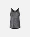 Pinko Sequinned Mesh Vest Top In Noir Limousine