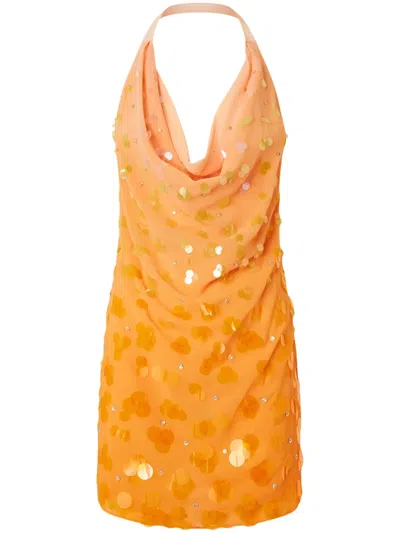 Pinko Sequinned Mini Dress In Mult. Orange/yellow