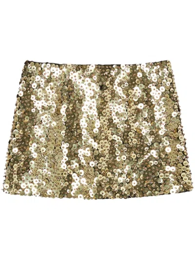 Pinko Sequinned Mini Skirt In Or/cristal