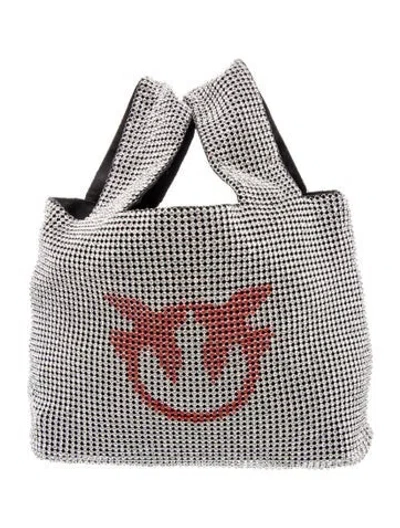 Pre-owned Pinko Sequins Top Handle Bag In Metallic/silver