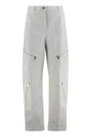 Pinko High-waisted Wide-leg Pants With Zippered Pockets In Gray