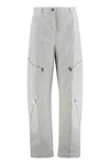 Pinko High-waisted Wide-leg Pants With Zippered Pockets In Gray
