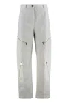 Pinko High-waisted Wide-leg Pants With Zippered Pockets In Grey
