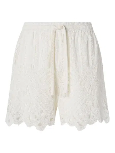PINKO 'SERENATA' WHITE COTTON BLENDED SHORT